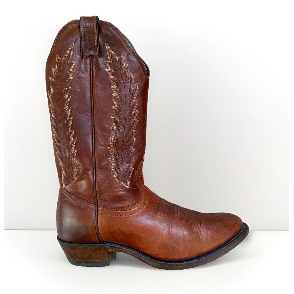 Boulet Canada 9058 Western Boots Cowboy Shoes‎ Women's 7 Brown Leather GUC